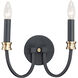 Charlton 2 Light 11.75 inch Black and Antique Brass Wall Sconce Wall Light in Antique Brass and Black