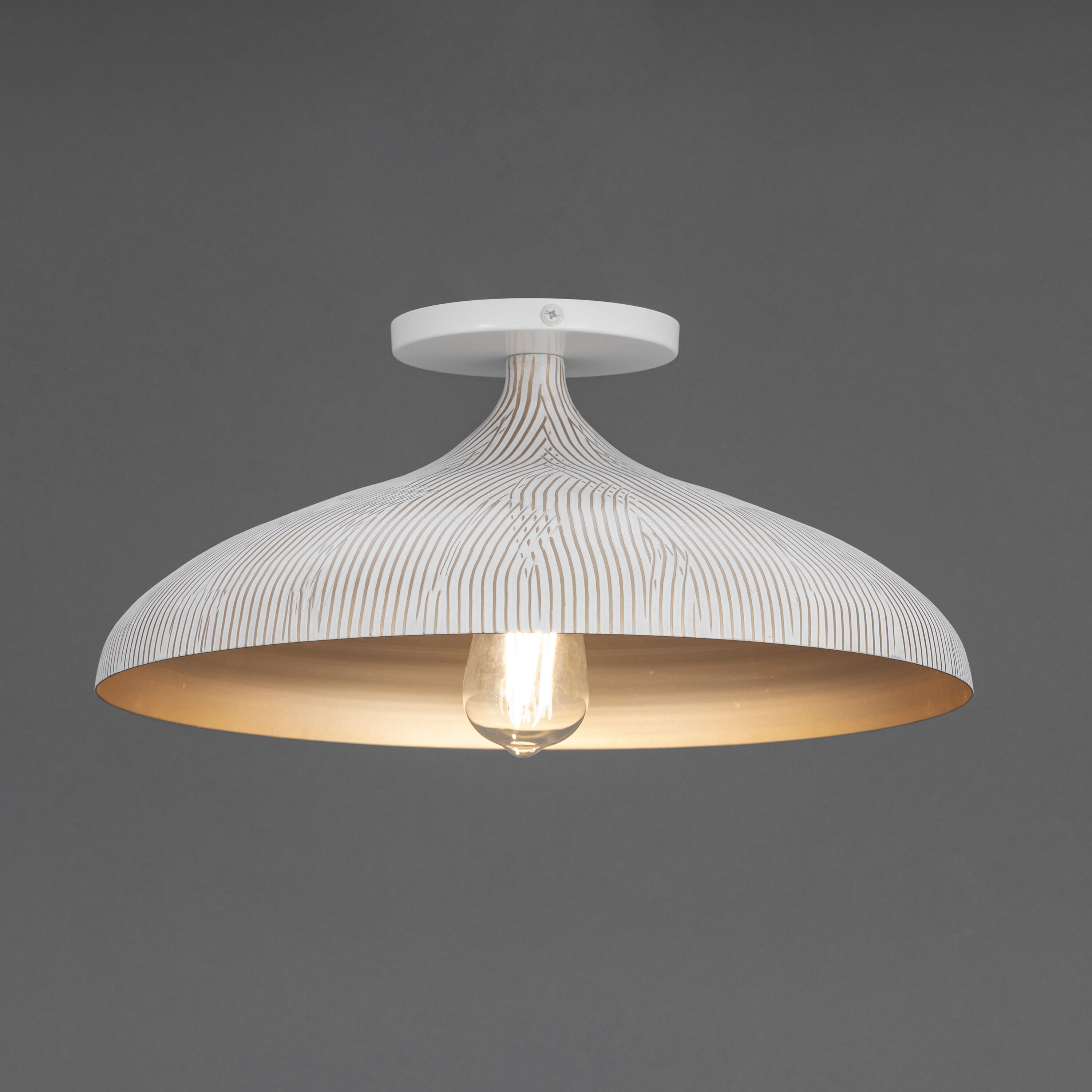Fleur 1 Light 15.5 inch White and Gold Flush Mount Ceiling Light