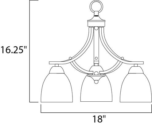 Axis 3 Light 18 inch Oil Rubbed Bronze Down Light Chandelier Ceiling Light