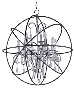 Orbit 9 Light 30 inch Anthracite/Polished Nickel Single-Tier Chandelier Ceiling Light in Anthracite and Polished Nickel
