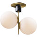Vesper 2 Light 9.75 inch Satin Brass and Black Semi-Flush Mount Ceiling Light