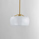 Glazed 1 Light 11 inch White and Natural Aged Brass Single Pendant Ceiling Light