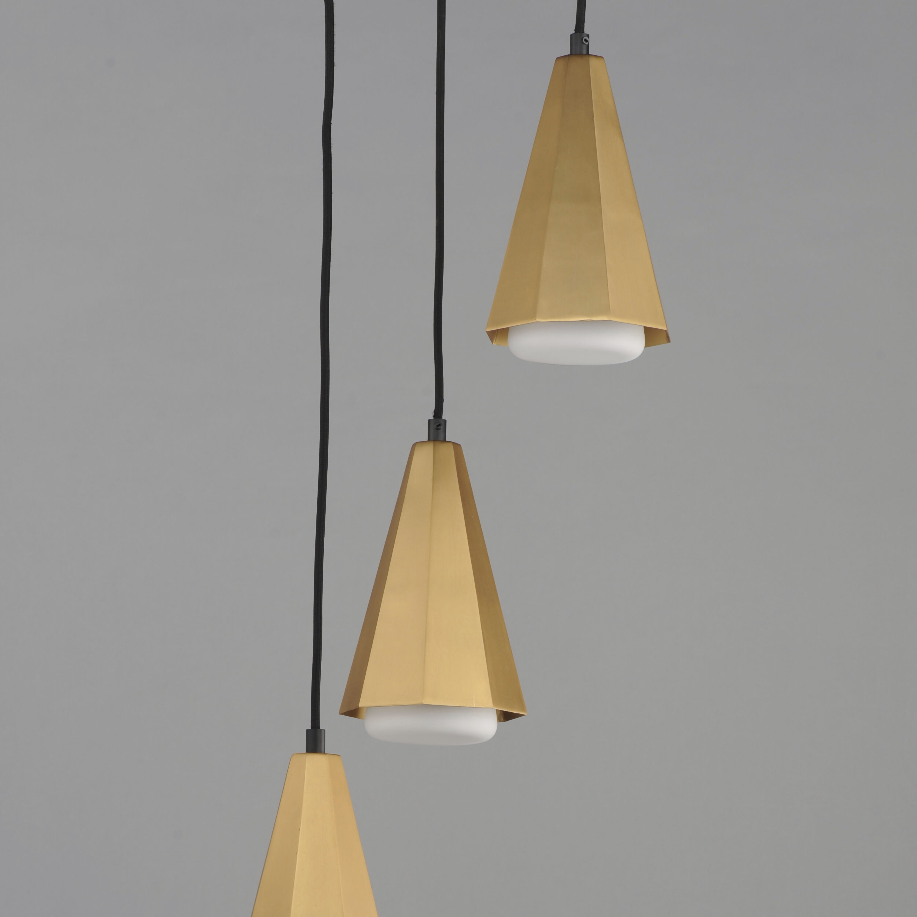 Rizzo 3 Light 14 inch Black and Antique Brass Multi-Light Pendant Ceiling Light