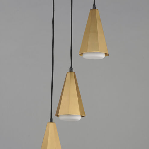 Rizzo 3 Light 14 inch Black and Antique Brass Multi-Light Pendant Ceiling Light