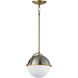 Duke 1 Light 9.5 inch Satin Nickel and Satin Brass Single Pendant Ceiling Light