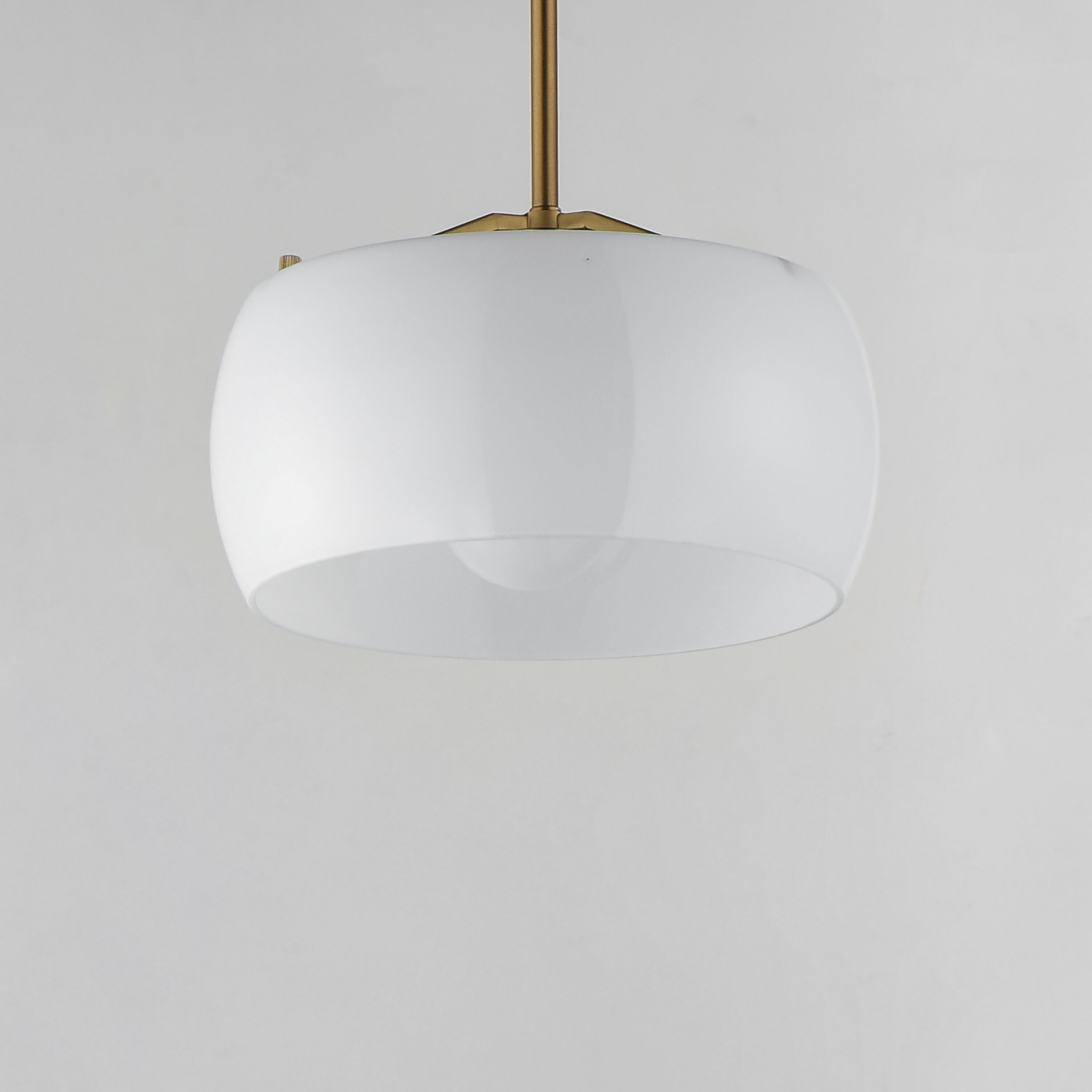 Glazed 1 Light 11 inch White and Natural Aged Brass Single Pendant Ceiling Light