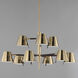 Carlo LED 34 inch Dark Bronze, Leather, Heritage Brass Multi-Tier Chandelier Ceiling Light