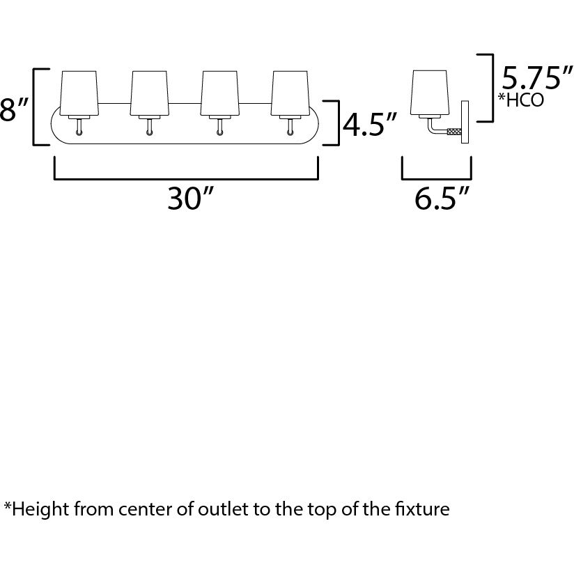 Durham 4 Light 30 inch Polished Chrome Bath Vanity Wall Light
