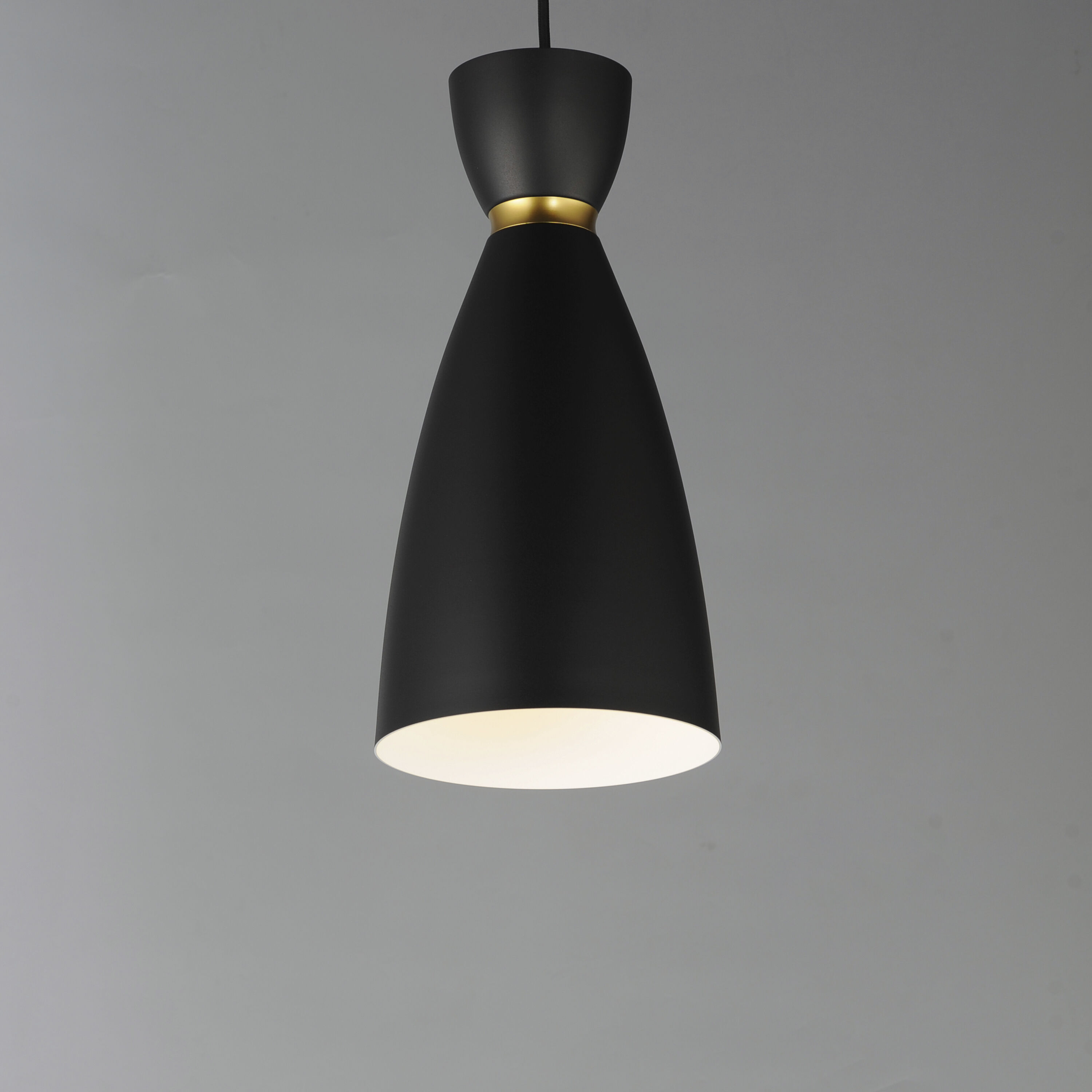 Carillon 1 Light 7 inch Black with Satin Brass Mini Pendant Ceiling Light in Black and Satin Brass, Elongated