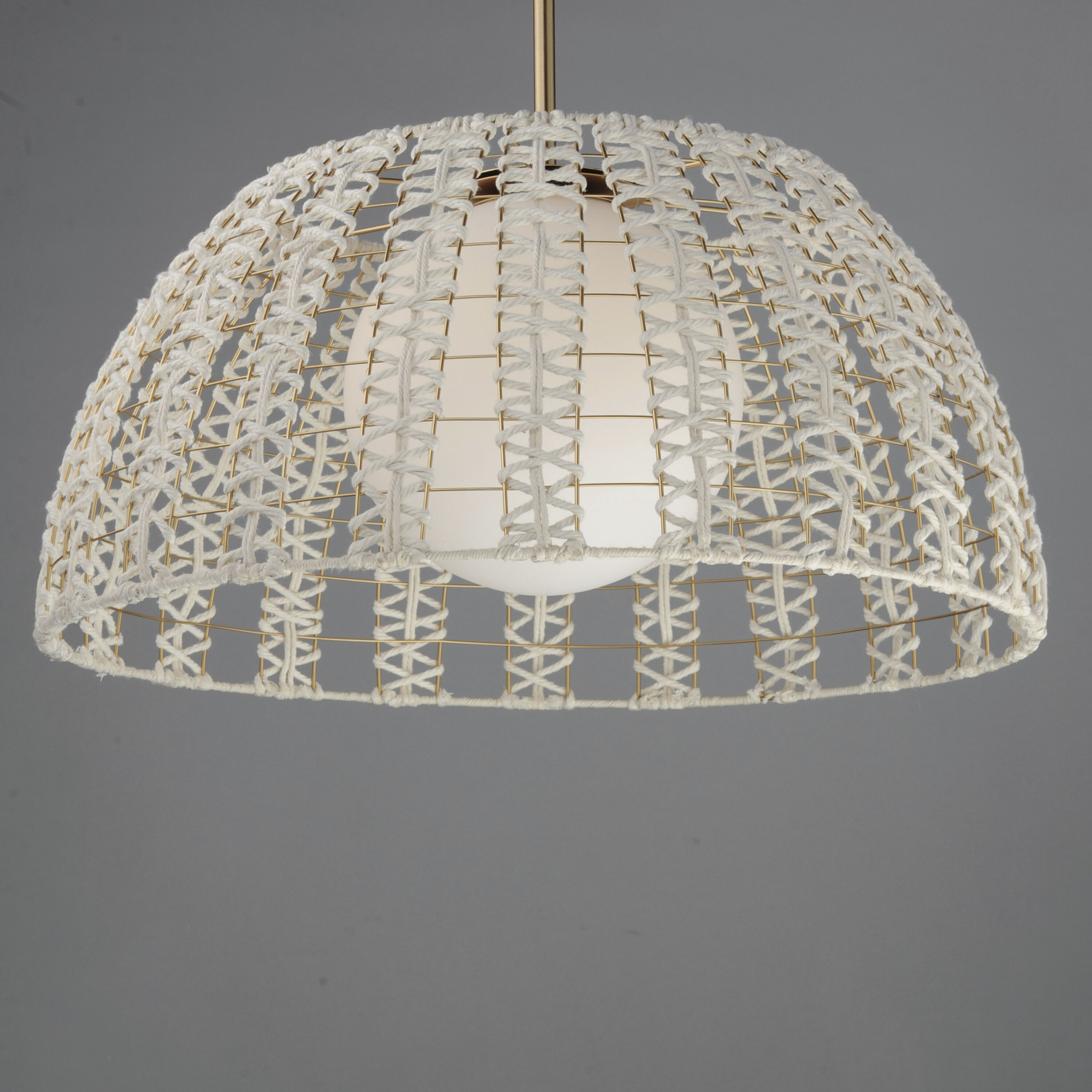 Macrame 1 Light 29.5 inch Gold Single Pendant Ceiling Light