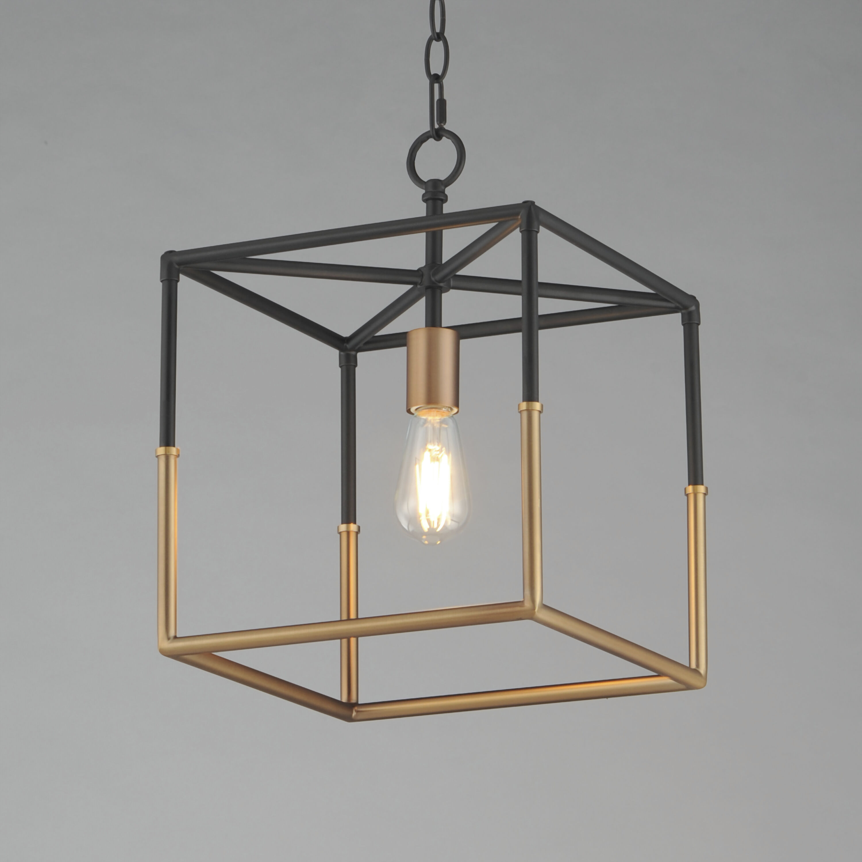 SoHo 1 Light 12 inch Black and Weathered Brass Entry Foyer Pendant Ceiling Light