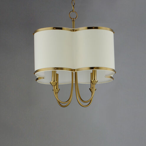 Clover 4 Light 20 inch Satin Brass Chandelier Ceiling Light