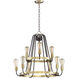 Haven 9 Light 27 inch Oil Rubbed Bronze and Antique Brass Multi-Tier Chandelier Ceiling Light