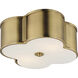 Clover 2 Light 14 inch Natural Aged Brass Flush Mount Ceiling Light