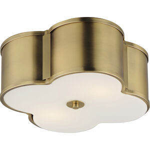 Clover 2 Light 14 inch Natural Aged Brass Flush Mount Ceiling Light