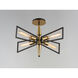 Wings 4 Light 25 inch Black and Satin Brass Flush Mount Ceiling Light