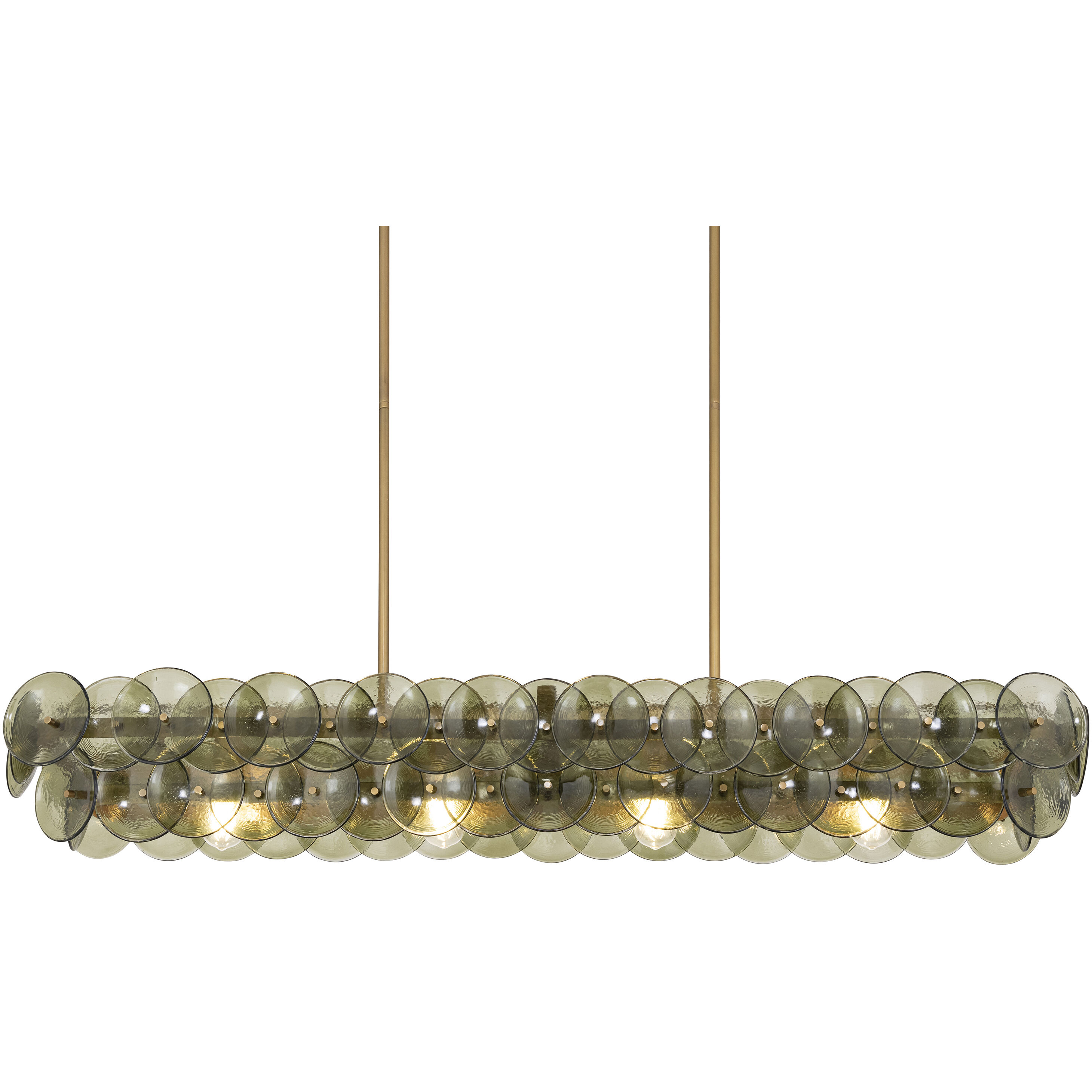 Loren 4 Light 54 inch Weathered Brass Linear Pendant Ceiling Light
