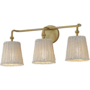 Baja 3 Light 24.25 inch Natural Aged Brass Bath Vanity Wall Light