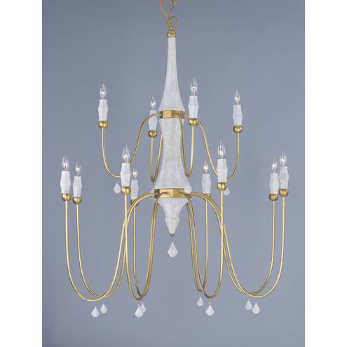 Claymore 12 Light 40.25 inch Claystone/Gold Leaf Chandelier Ceiling Light