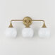 Neve 3 Light 22.5 inch Natural Aged Brass Bath Vanity Wall Light