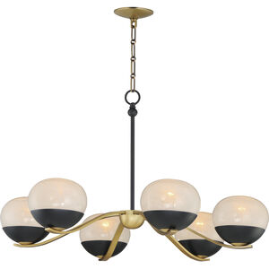 Lucerne 6 Light 33 inch Black and Natural Aged Brass Single-Tier Chandelier Ceiling Light
