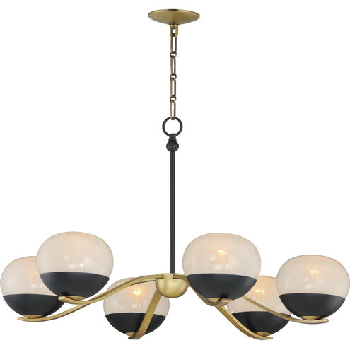 Lucerne 6 Light 33 inch Black and Natural Aged Brass Single-Tier Chandelier Ceiling Light