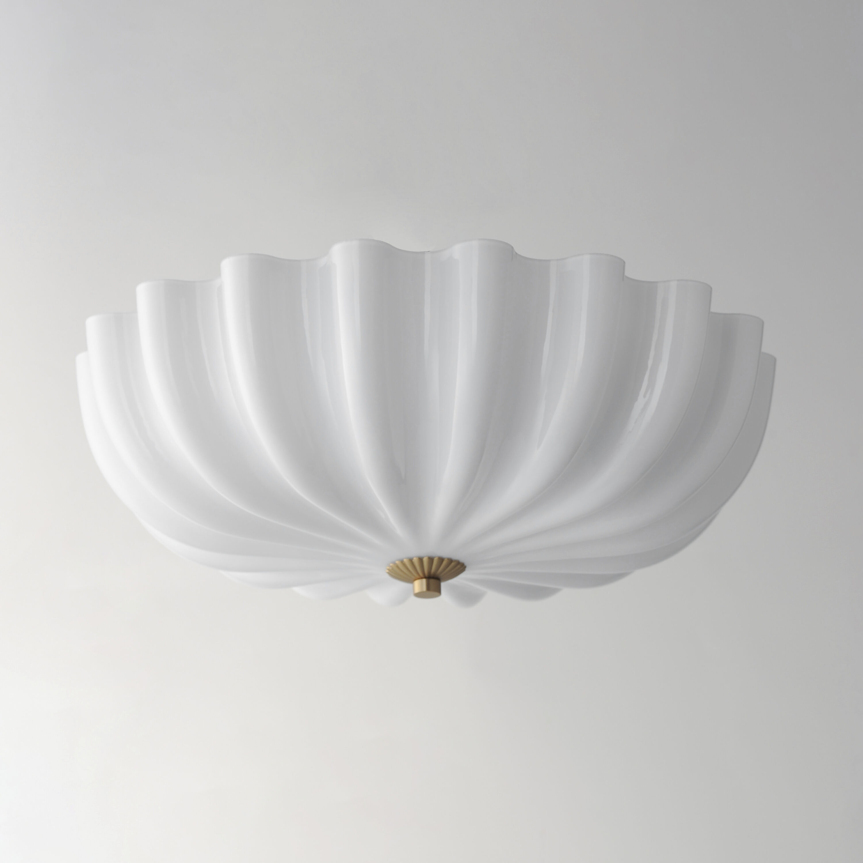 Bundt 3 Light 15.5 inch White and Natural Aged Brass Semi-Flush Mount Ceiling Light