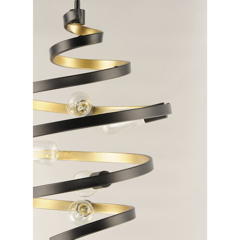 Twister 5 Light 18 inch Black/Gold Multi-Light Pendant Ceiling Light