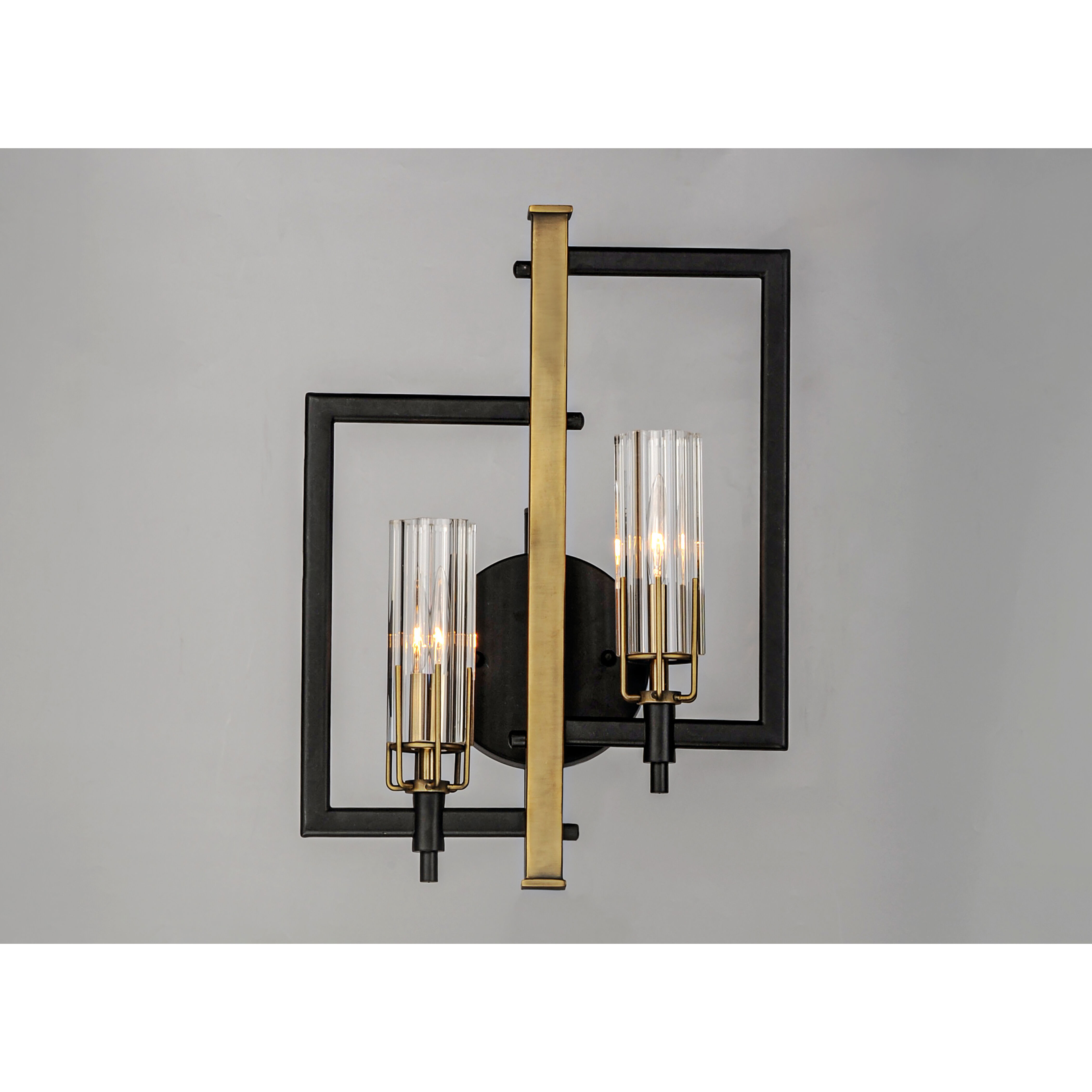 Flambeau 2 Light 13 inch Black/Antique Brass ADA Wall Sconce Wall Light