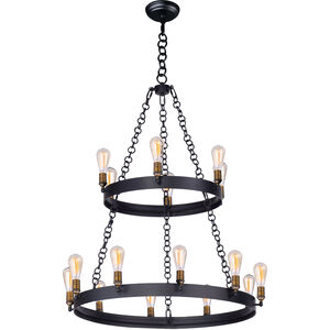 Noble 16 Light 38 inch Black/Natural Aged Brass Multi-Tier Chandelier Ceiling Light in E26 Medium