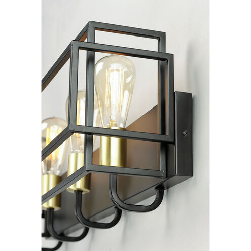 Liner 4 Light 29 inch Black/Satin Brass Bath Vanity Wall Light