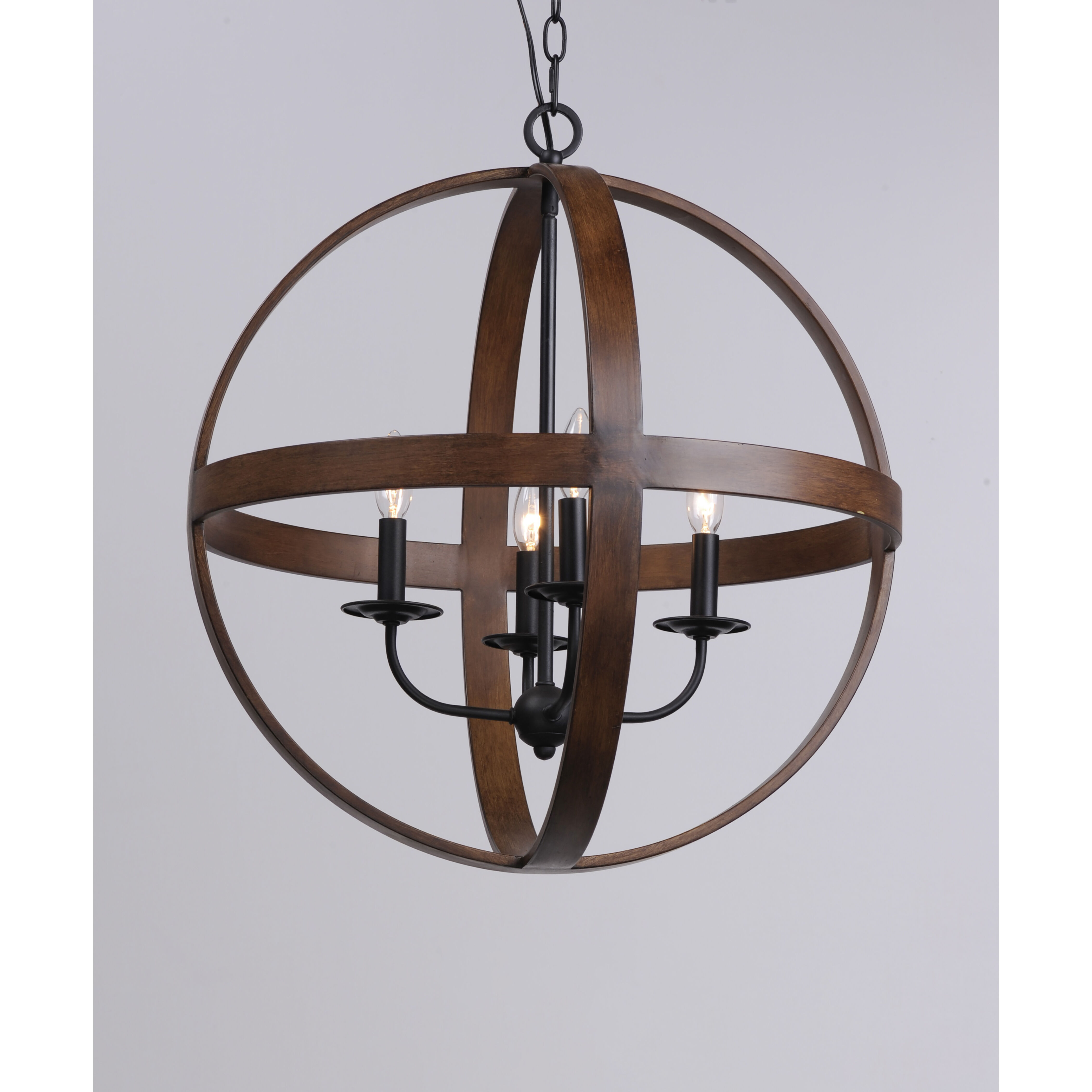 Compass 4 Light 22.5 inch Antique Pecan/Black Single Pendant Ceiling Light in Antique Pecan and Black
