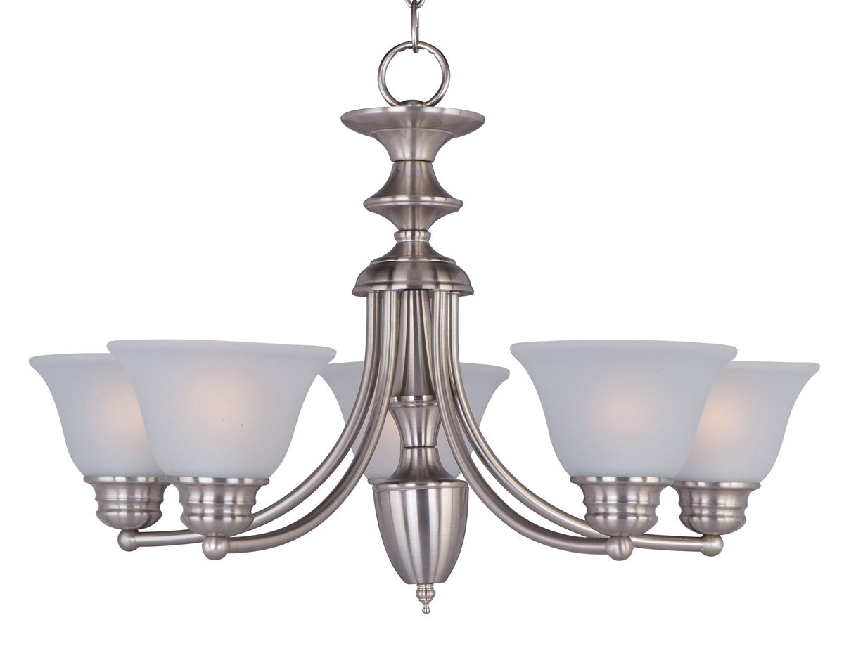 Malaga 5 Light 25 inch Satin Nickel Single-Tier Chandelier Ceiling Light in Frosted