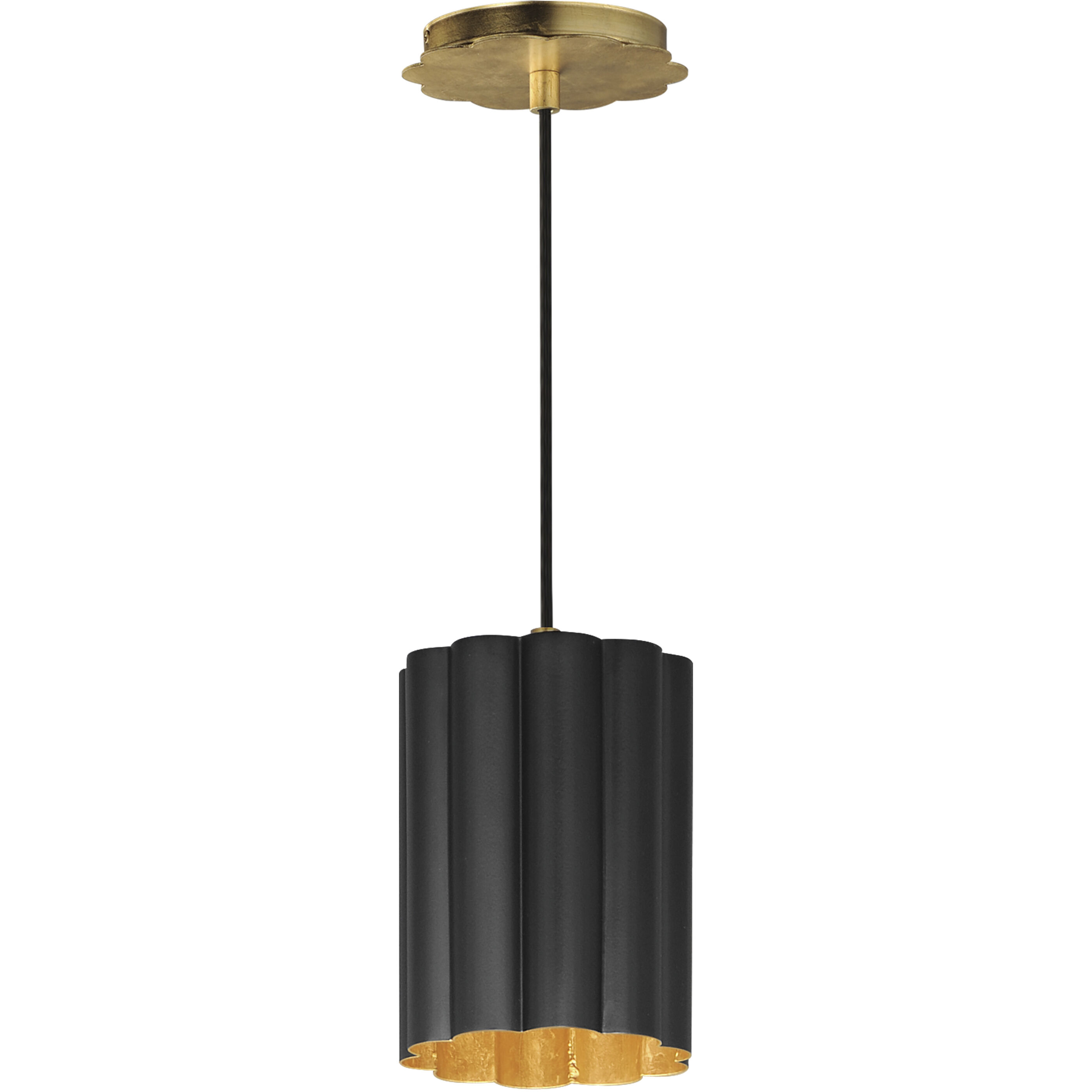 Primrose 1 Light 6 inch Gold Leaf Single Pendant Ceiling Light in Matte Black