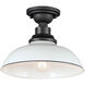 Granville 1 Light 12 inch White and Black Outdoor Flush Mount