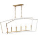 Melrose 6 Light 48 inch White and Natural Aged Brass Linear Pendant Ceiling Light