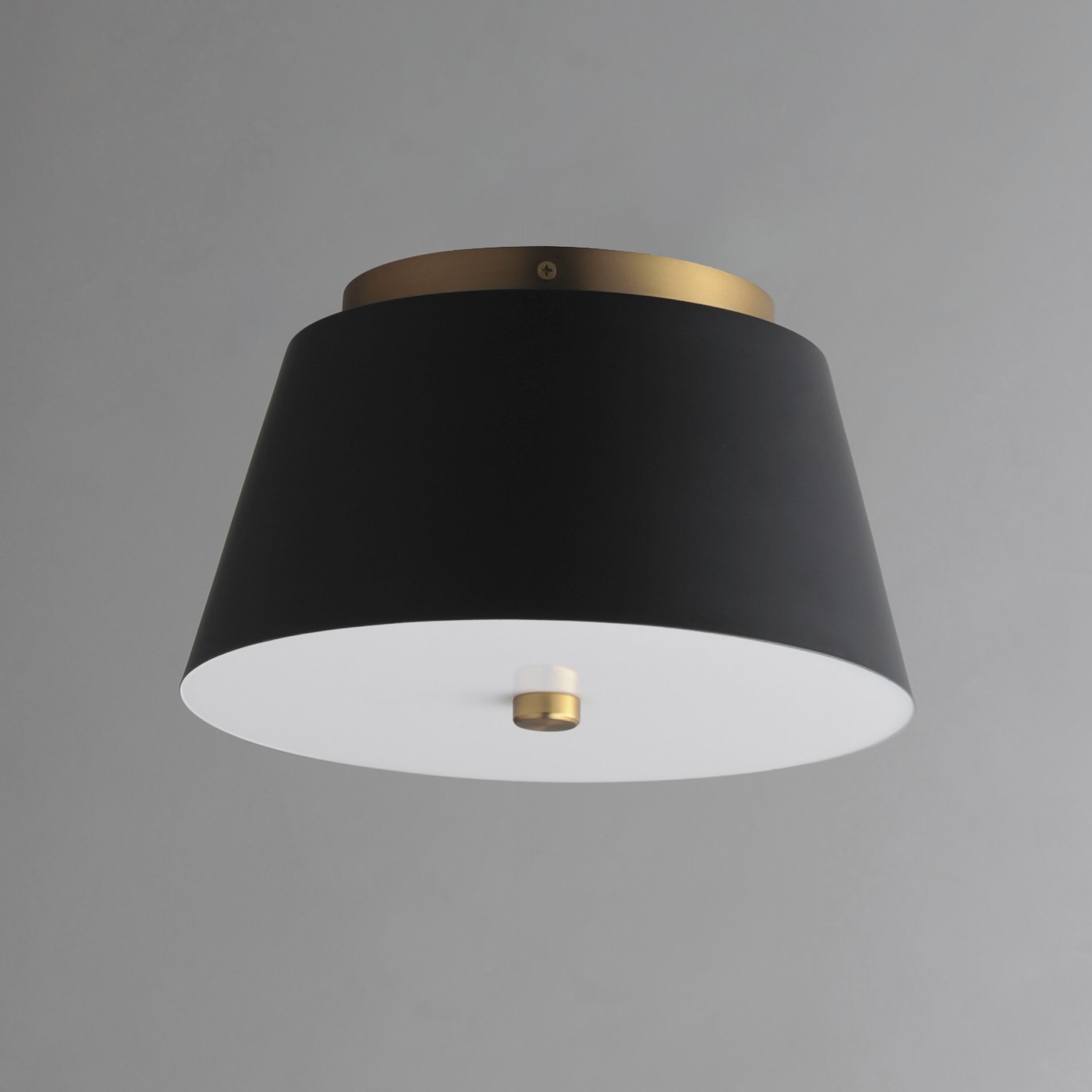 Miles LED 10.5 inch Black and Natural Aged Brass Flush Mount Ceiling Light