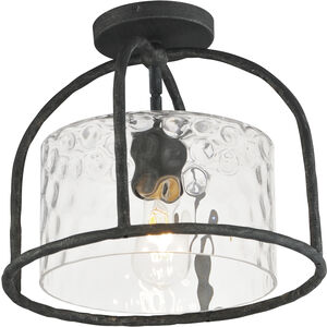 Del Mar 1 Light 13 inch Blacksmith Outdoor Flush Mount in Water