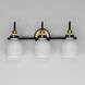 Milk 3 Light 22 inch Satin Brass Bath Vanity Wall Light in Black and Satin Brass