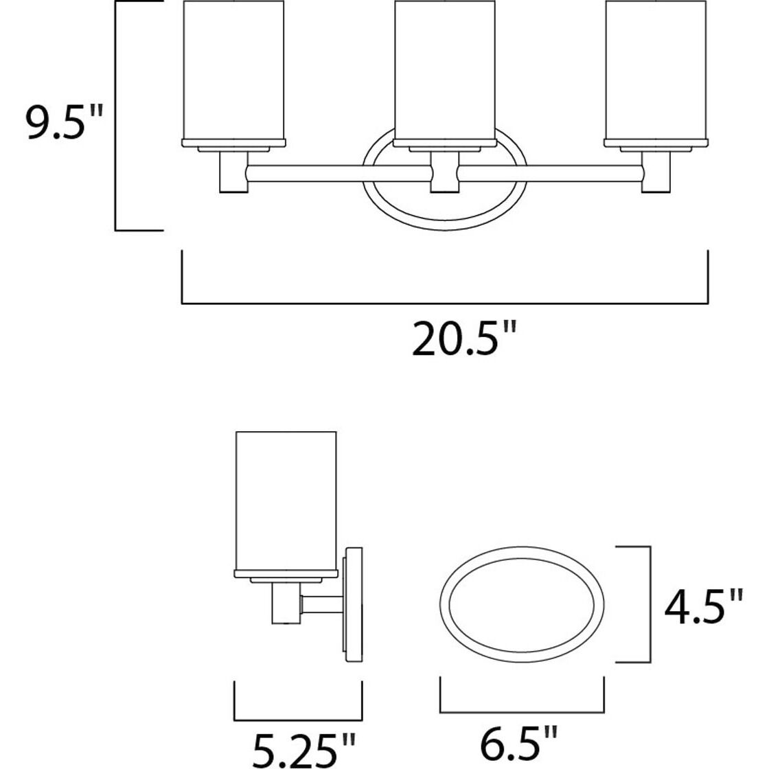 Cylinder 3 Light 21 inch Satin Nickel Bath Light Wall Light