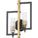 Flambeau 2 Light 13 inch Black/Antique Brass ADA Wall Sconce Wall Light