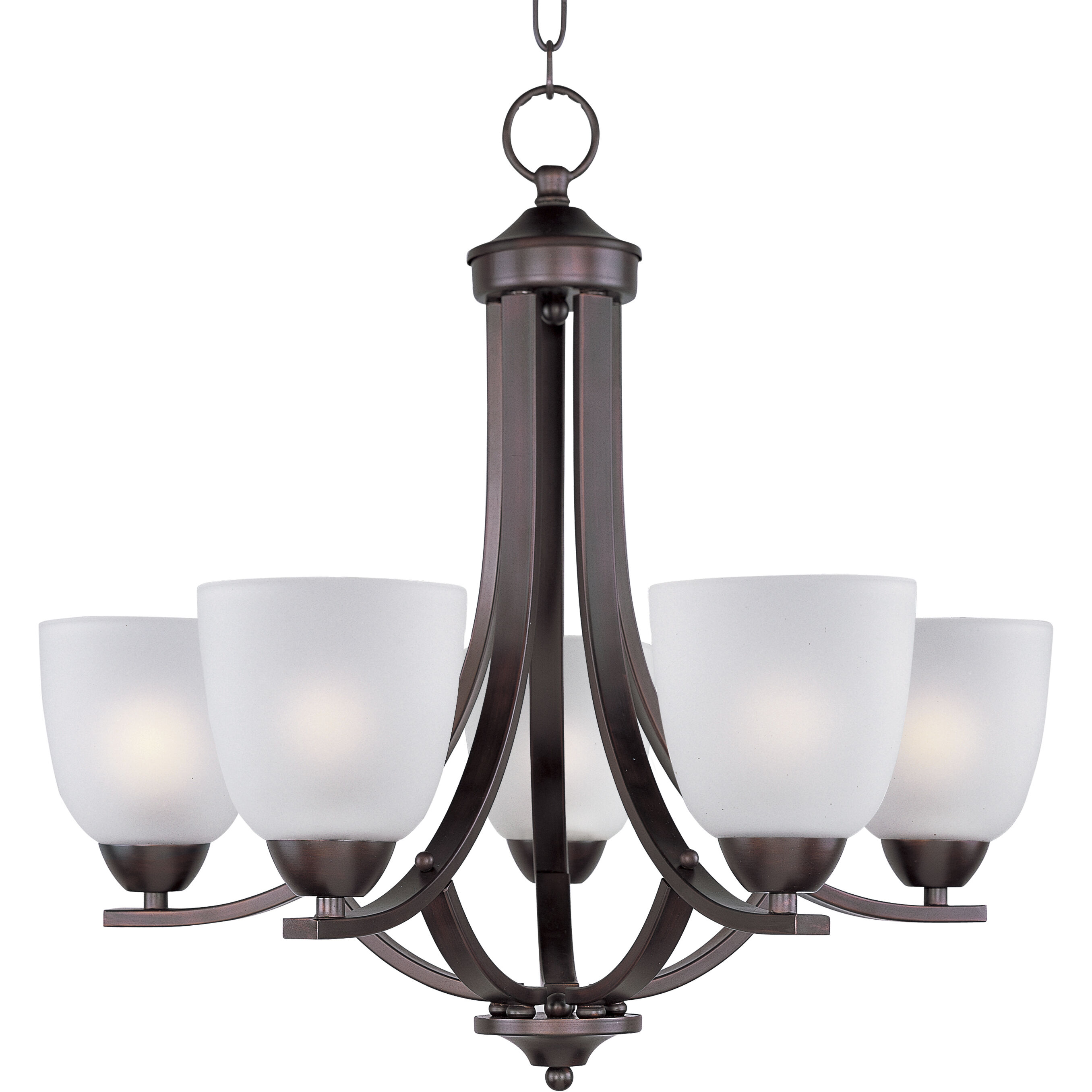 Axis 5 Light 24 inch Oil Rubbed Bronze Single Tier Chandelier Ceiling Light