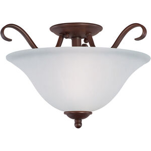Basix 2 Light 14 inch Oil Rubbed Bronze Semi-Flush Mount Ceiling Light in Frosted
