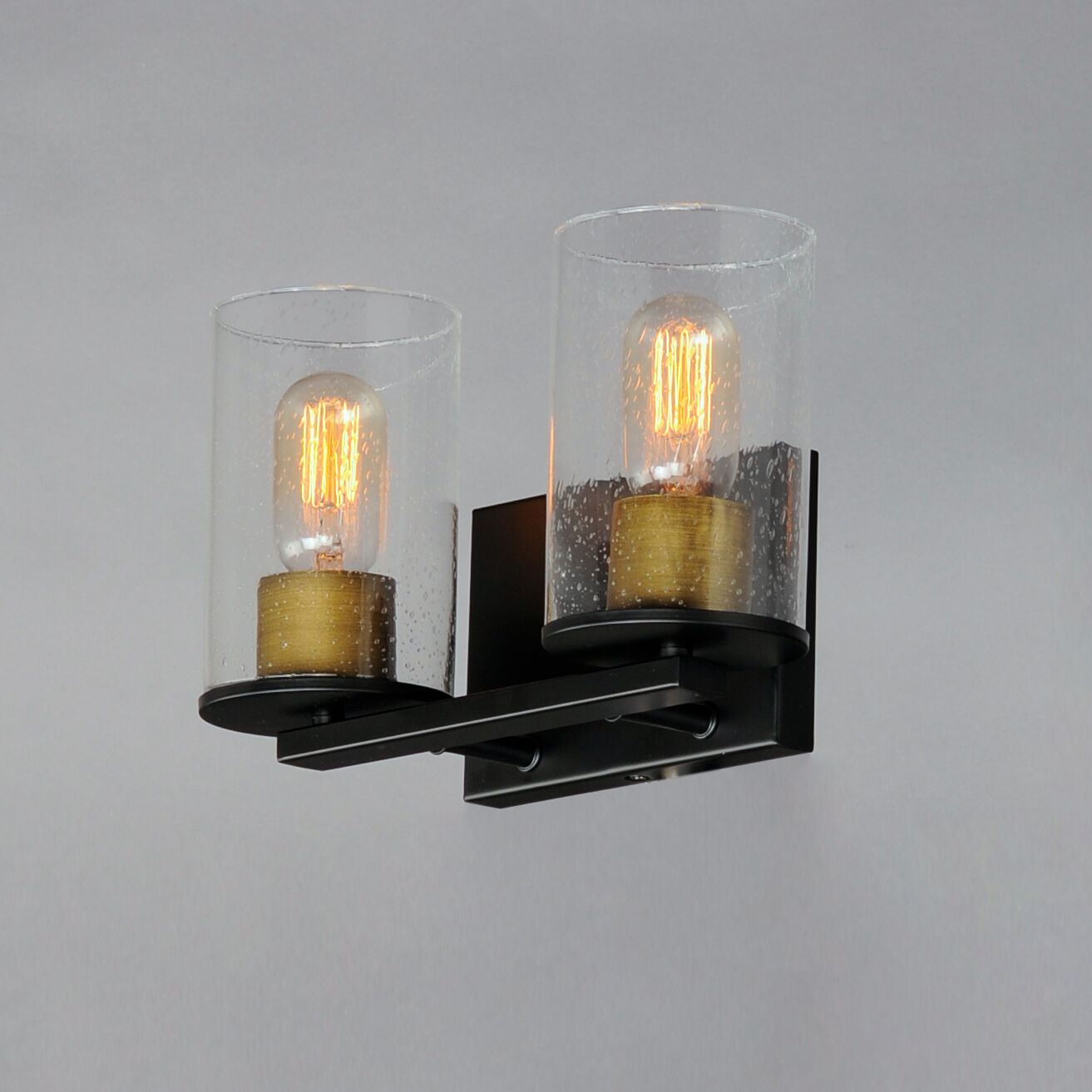 Sleek 2 Light 12 inch Antique Brass/Black Bath Vanity Wall Light