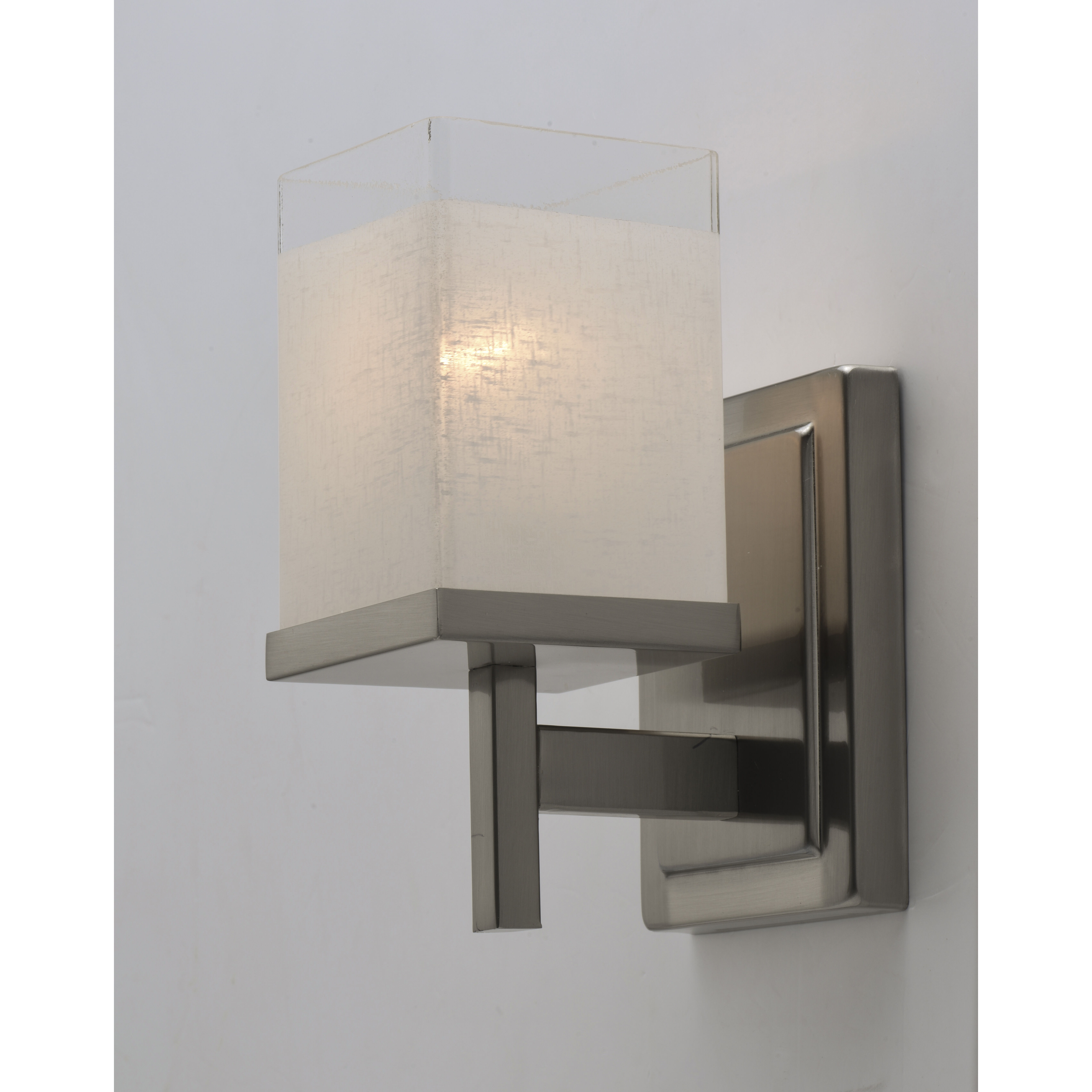 Tetra 1 Light 6 inch Satin Nickel Bath Vanity Wall Light in White Linen