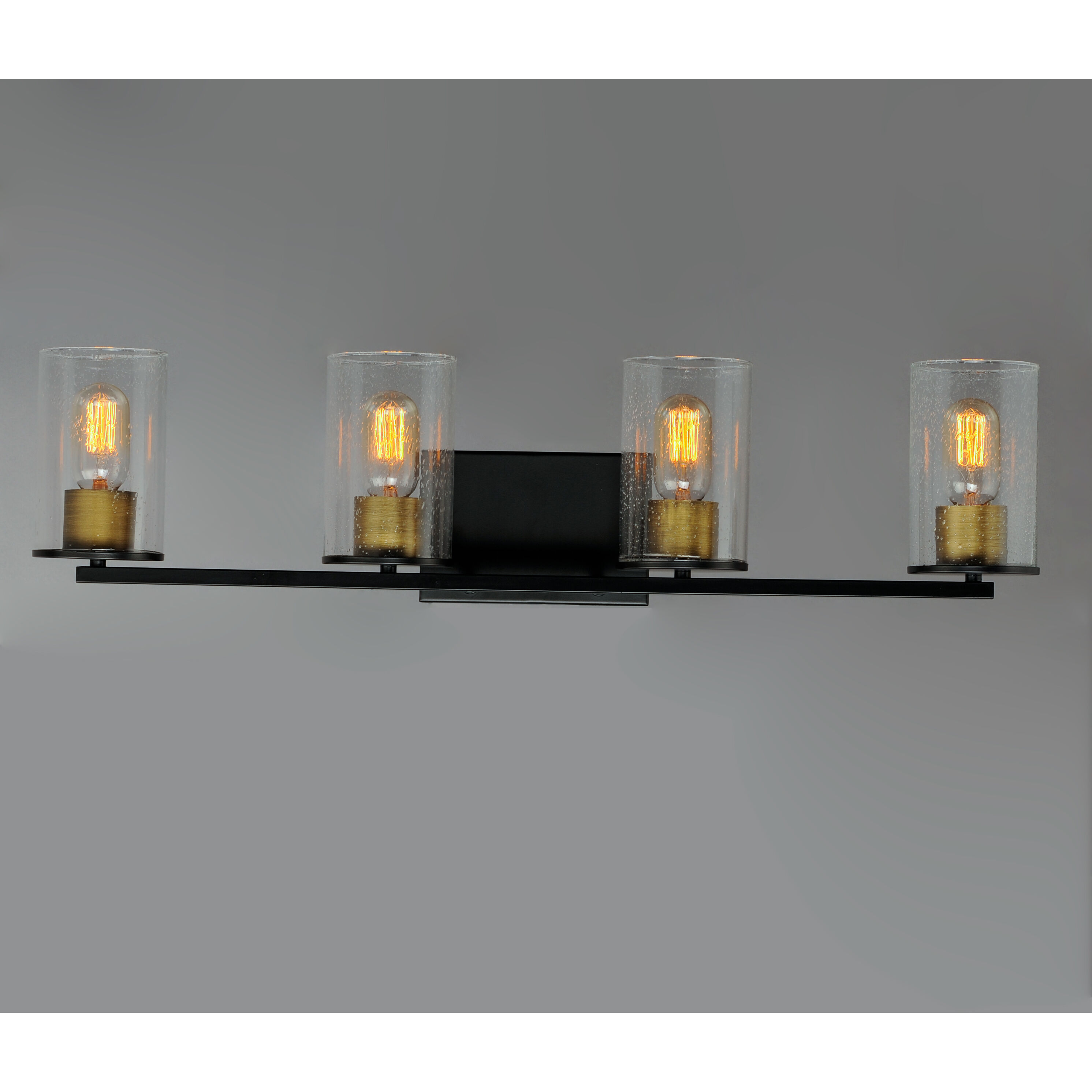 Sleek 4 Light 31 inch Antique Brass/Black Bath Vanity Wall Light