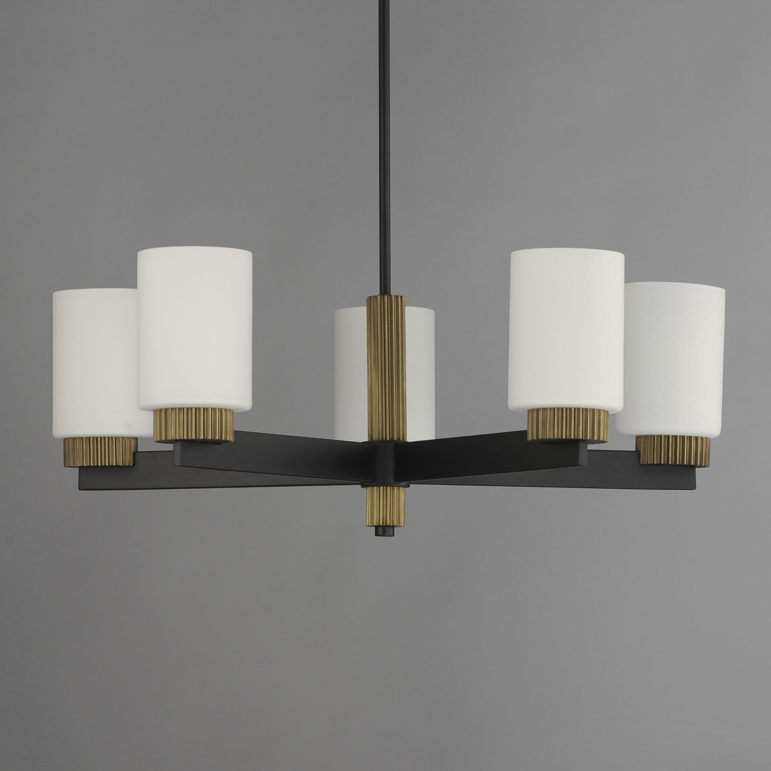 Ruffles 5 Light 30.25 inch Black and Antique Brass Single-Tier Chandelier Ceiling Light