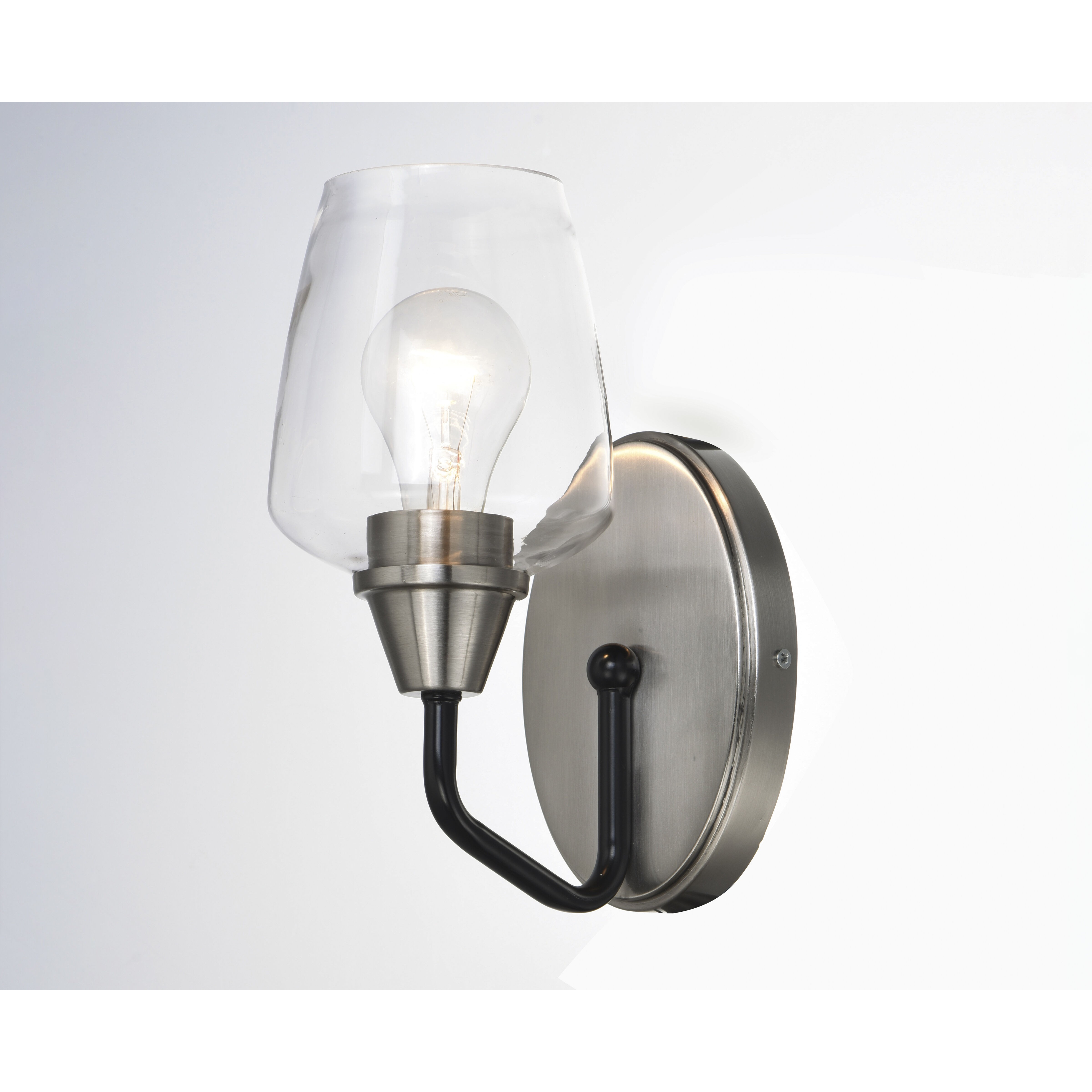 Goblet 1 Light 5 inch Black/Satin Nickel Wall Sconce Wall Light in Black and Satin Nickel