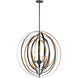 Radial 5 Light 30 inch Black and Gold Pendant System Ceiling Light