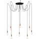 Early Electric 8 Light 15.75 inch Black and Antique Brass Multi-Light Pendant Ceiling Light